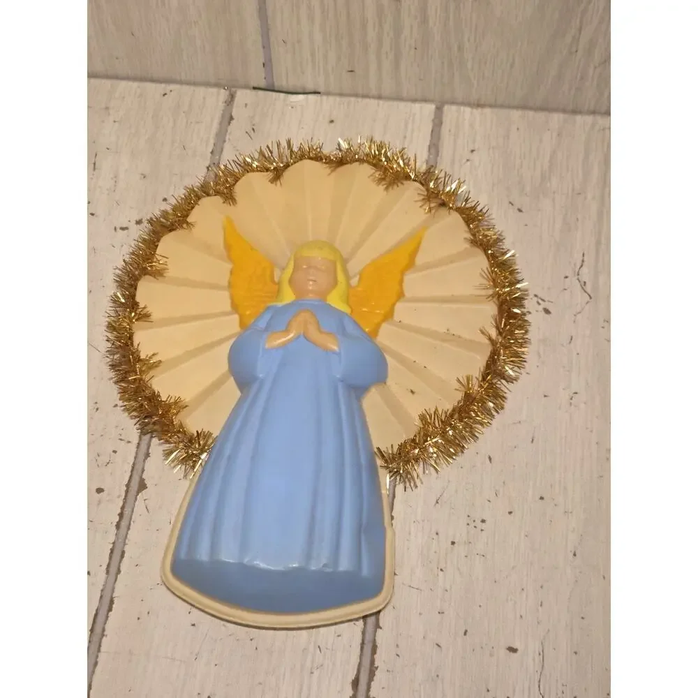 VTG National Tinsel Angel Christmas Tree Topper Plastic Blow Mold 1950s READ
